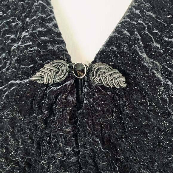 Vintage Arianna by Rachel Kaye Sz 8 Velvet Crinkle Textured Blazer Jacket Black - Picture 6 of 11